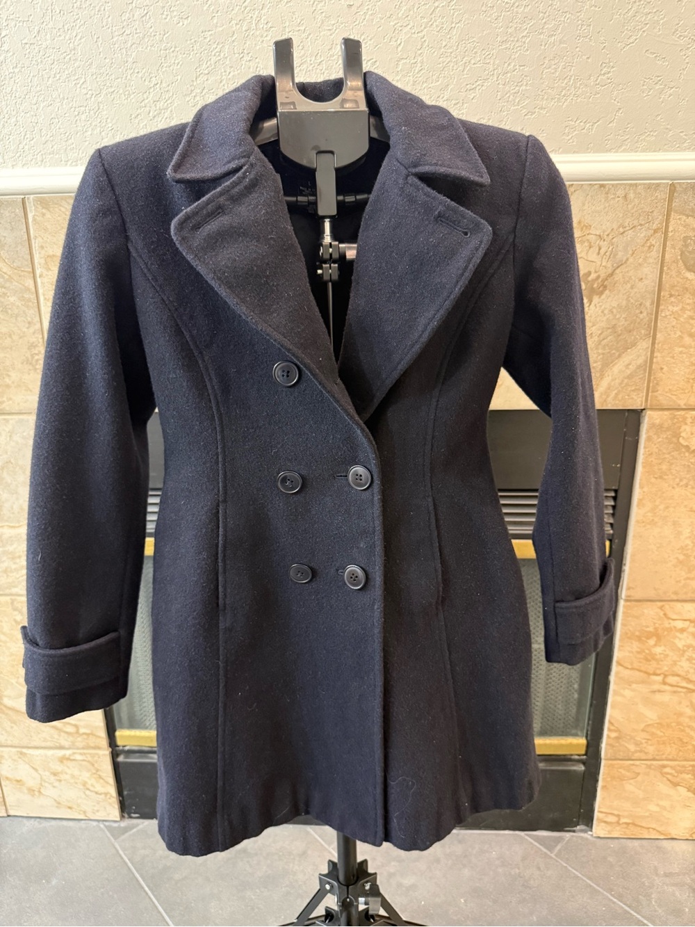 Ralph Lauren Classic Black Double-Breasted Pea Coat